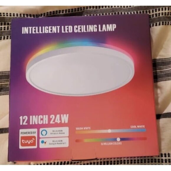 New Smart Led Ceiling Light Flush Mount, 12 Inch 24W Ceiling Light - Picture 1 of 2
